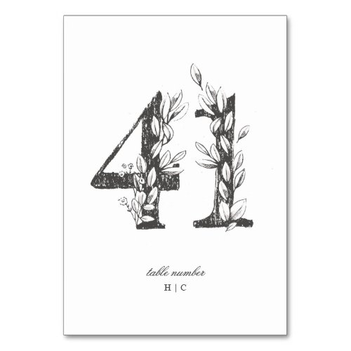 Table 41 Beautiful Floral Sketched Wreath Wedding Table Number