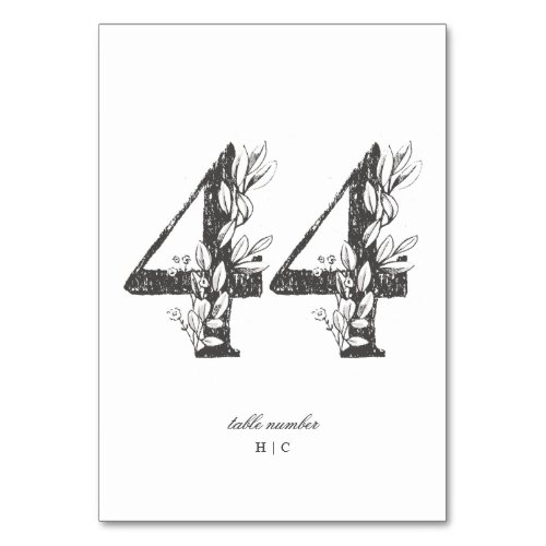 Table 44 Beautiful Floral Sketched Wreath Wedding Table Number