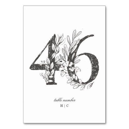 Table 46 Beautiful Floral Sketched Wreath Wedding Table Number
