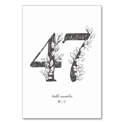 Table 47 Beautiful Floral Sketched Wreath Wedding Table Number