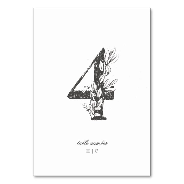 Table 4 Beautiful Floral Sketched Wreath Wedding Number (Front)