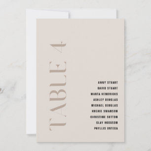 Table 4 Modern Bold Beige Wedding Table Number