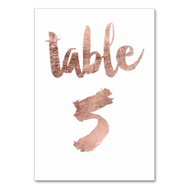 Table 5 Number Rose Gold Typography Wedding Card