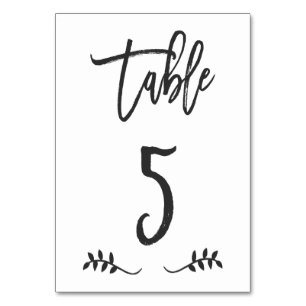 Table 5   Simple Black Handwriting Brushed Laurel Table Number