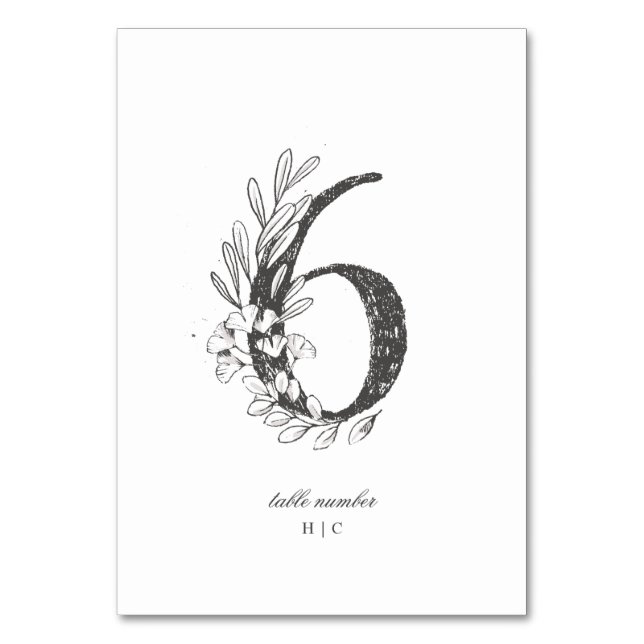 Table 6 Beautiful Floral Sketched Wreath Wedding Number (Front)