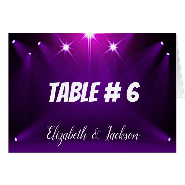 Table # 6 Cards - In the Spotlight Wedding / Party (Front Horizontal)