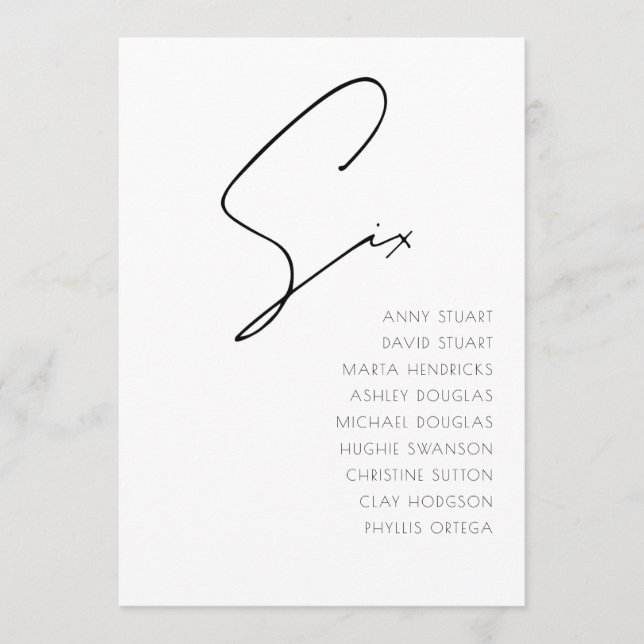 Table 6 Modern Wedding Table Number template (Front)