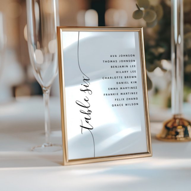 Table 6 Vertical Script Wedding Seating Chart Card (Creator Uploaded)