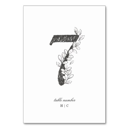 Table 7 Beautiful Floral Sketched Wreath Wedding Table Number