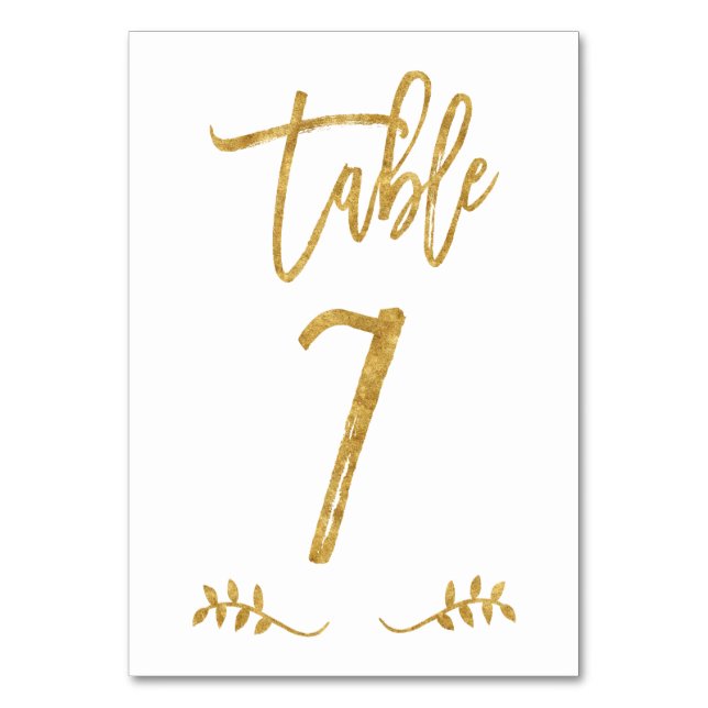 Table 7 | Elegant Gold Handwriting Brushed Laurel Table Number (Front)