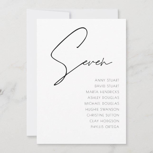 Table 7 Modern Wedding Table Number template (Front)