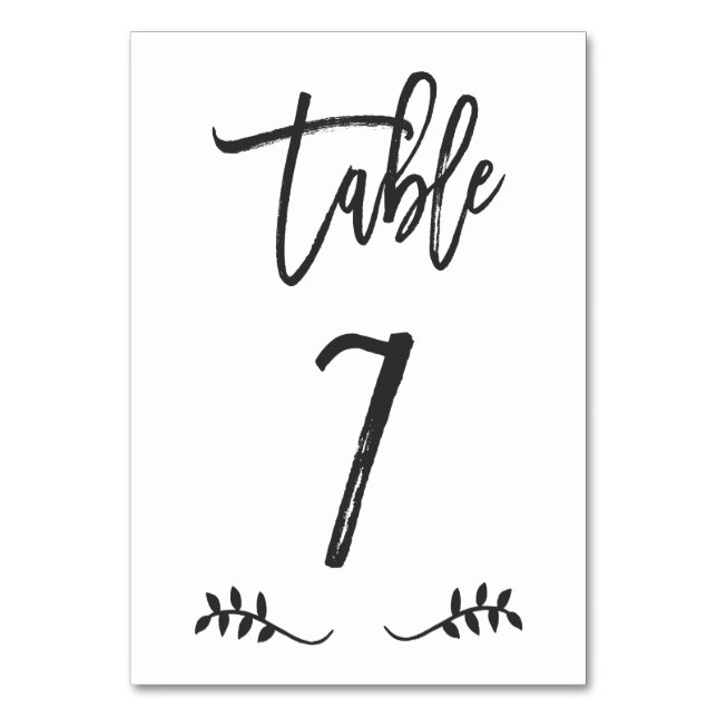 Table 7 | Simple Black Handwriting Brushed Laurel Number (Front)