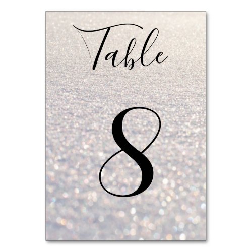 table 8custom white glitters background table number