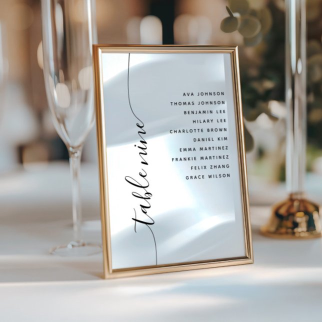 Table 9 Vertical Script Wedding Seating Chart Card (Creator Uploaded)