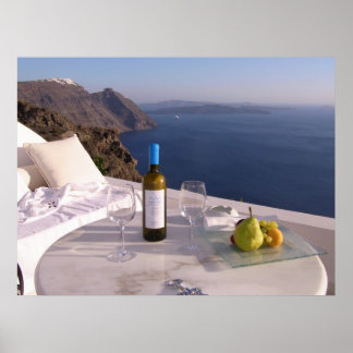 Table at Santorini Poster