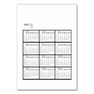 table calendar number