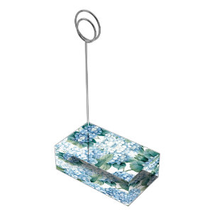Table Card Holder-Blue Hydrangeas Place Card Holder