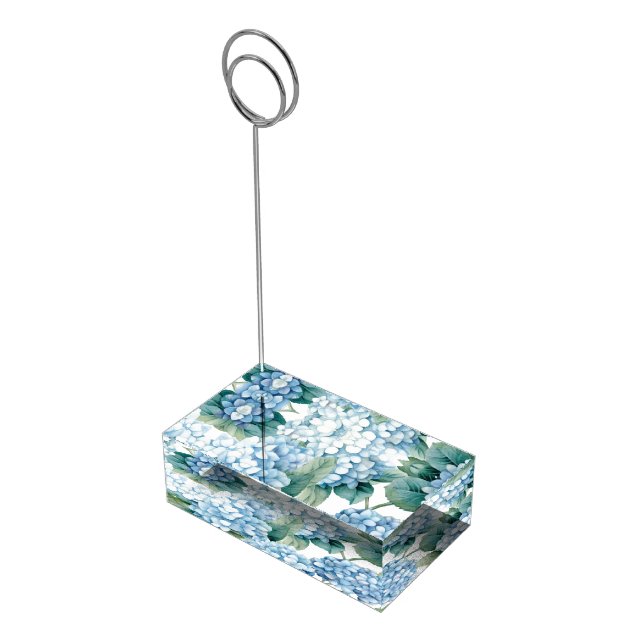 Table Card Holder-Blue Hydrangeas Place Card Holder (Corner)