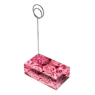 Table Card Holder-Pink Roses Table Number Holder