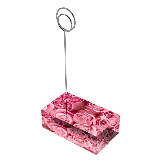 Table Card Holder-Pink Roses Table Number Holder (Corner)