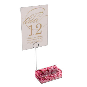 Table Card Holder-Pink Roses Table Number Holder