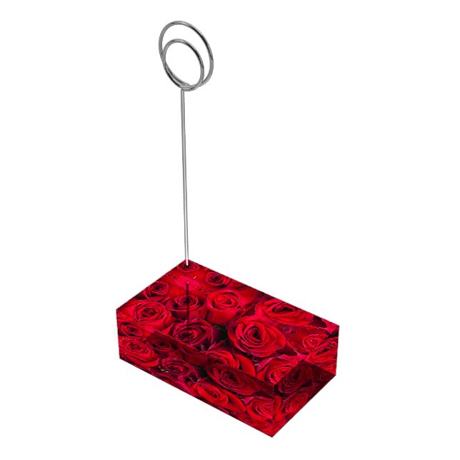 Table Card Holder-Red Roses Table Number Holder (Corner)