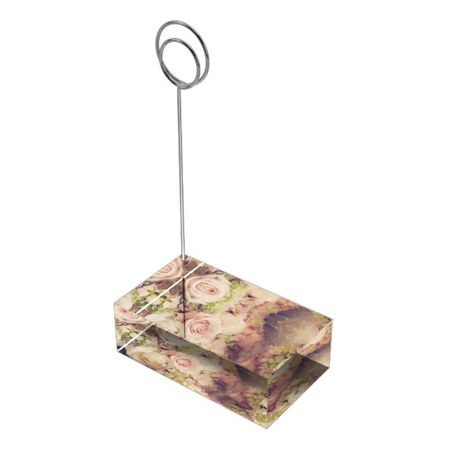 Table Card Holder-Vintage Roses Place Card Holder (Corner)