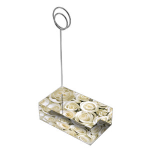 Table Card Holder-White Roses Table Number Holder