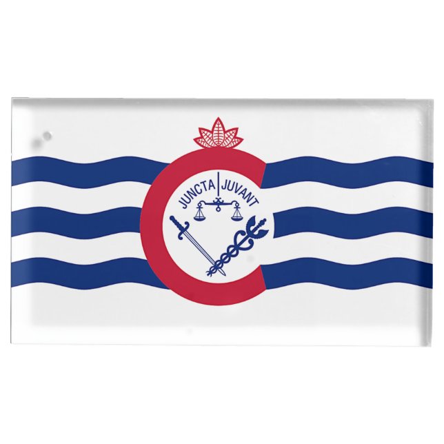 Table card holder with Flag of Cincinnati (Front)