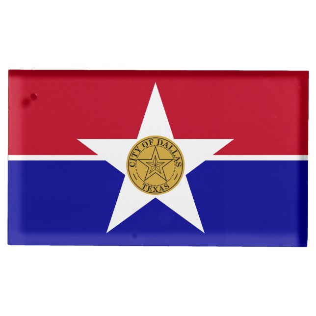 Table card holder with Flag of Dallas (Front)