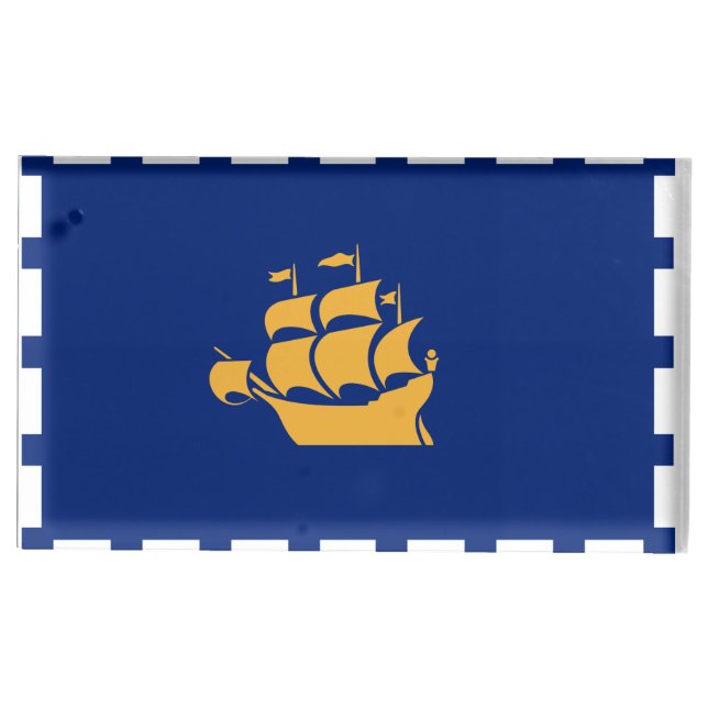 Table card holder with Flag of Quebec City (Front)