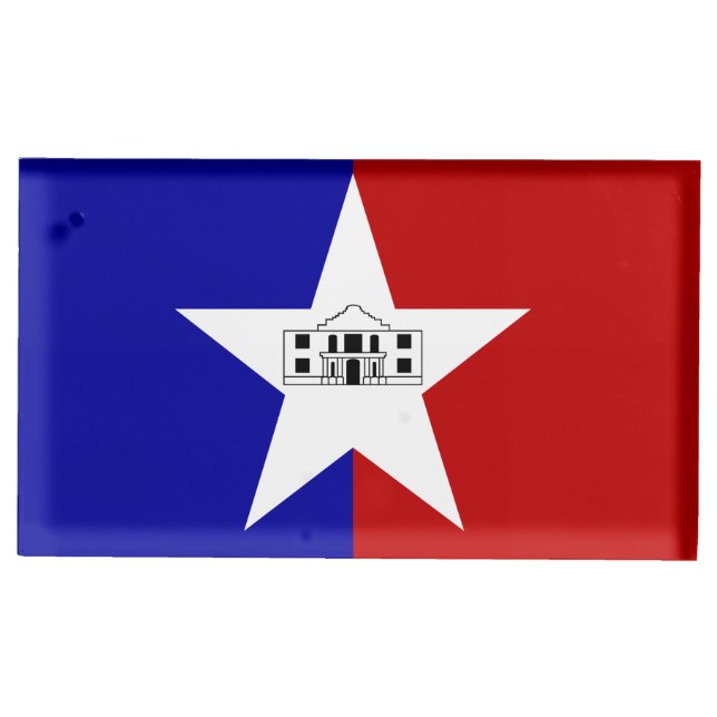 Table card holder with Flag of San Antonio (Front)