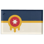 Table card holder with Flag of Tulsa City