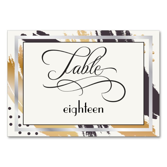 Table Card | Modern Paint Strokes and Typography (Front)