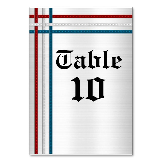 Table card red, white and blue ribbons (Front)