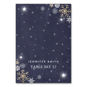 Table card Winter snowflakes Gold Silver Navy