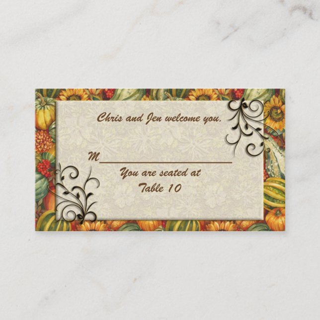 Table cards Autumn theme wedding (Front)