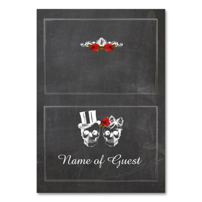 Table Cards Name Of Guest Wedding Skull Chalk (Front)