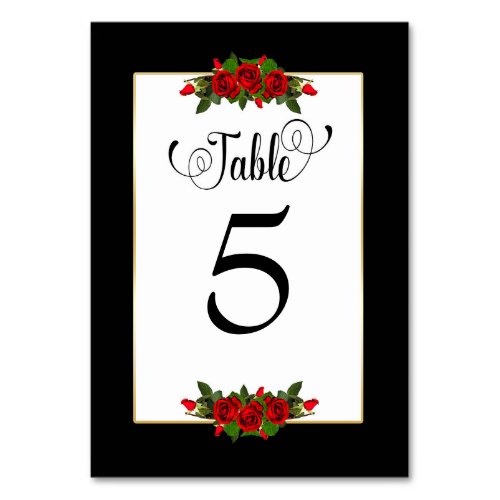 Table Cards Red Rose Collection Table Number