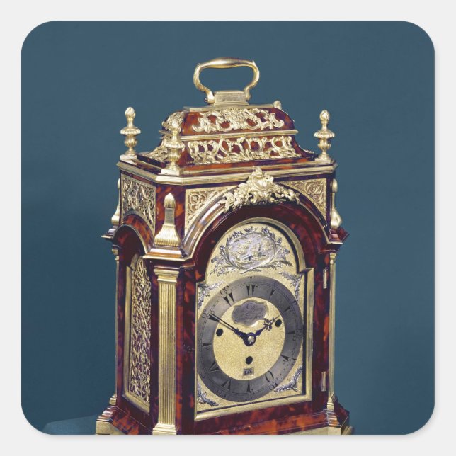 Table clock, c.1750 square sticker (Front)