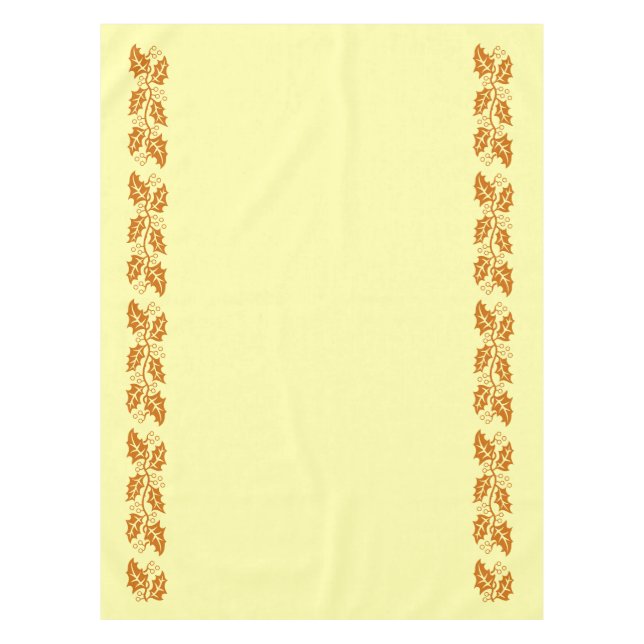 Table Cloth - Brown Holly Leaves (Front)
