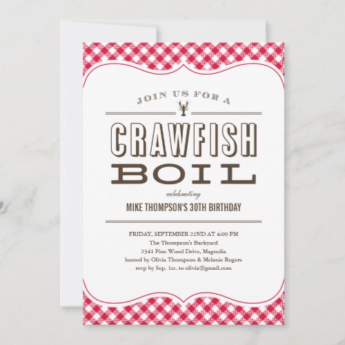 Table Cloth Crawfish Boil Invitations