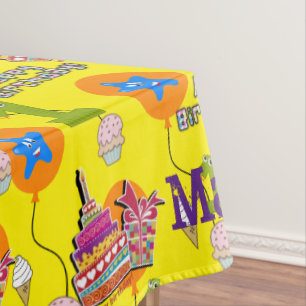 Table Cloth, Happy First Birthday, #1 Yellow Tablecloth