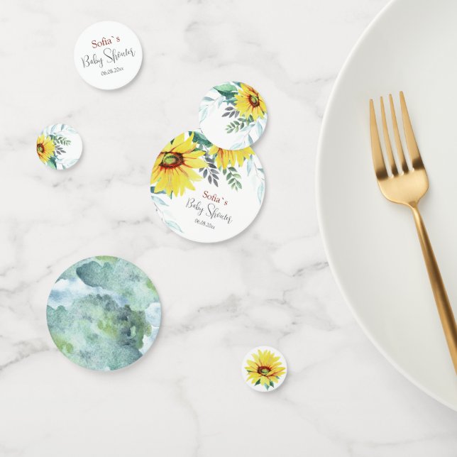 Table Confetti for baby shower with  sunflowers. (Group)