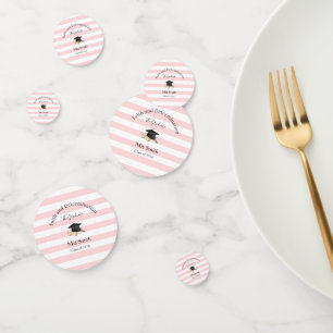 Table Confetti Pink Stripe Graduation Class 2026