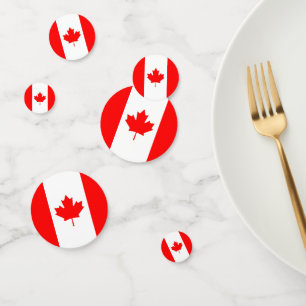Table confetti with flag of Canada