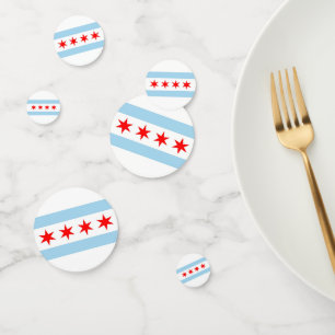 Table confetti with flag of Chicago, Illinois, USA