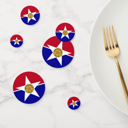 Table confetti with flag of Dallas Texas