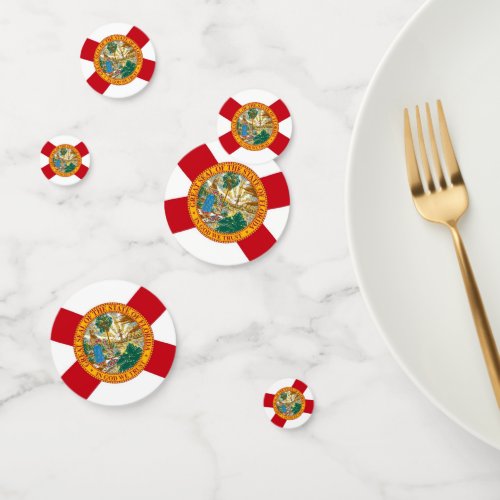 Table confetti with flag of Florida USA