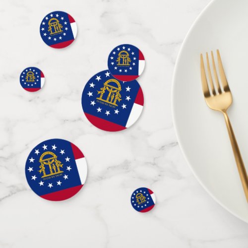 Table confetti with flag of Georgia USA